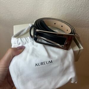 Aureum Collective 25528 No. 10 belt in black leather silver buckle XS/S